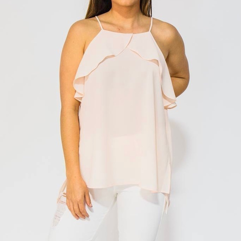 Doe & Rae Halter High Neck Ruffle Tank Top Sz S - Picture 16 of 16